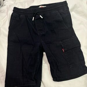 Levi's Black Cargo Shorts with Elastic Waistband and Drawstring